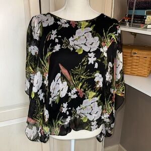 Patrizia Luca Milano Black Floral Semi Sheer Top